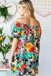 Boho Black Floral Combo Off-Shoulder Top, Tops, $ 34.00, A Moment Of Now™